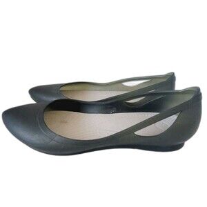 Crocs  Womens Size 9 Rio Ballet Flats Black Comfort Slip On Pointed Toe Shoes